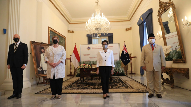 Pertemuan Menlu Retno Marsudi dan Menhan Prabowo dengan Menhan dan Menlu Australia di Jakarta, Kamis (9/9). Foto: Kemhan RI
