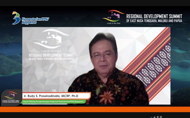 Deputi Bidang Pengembangan Regional Kementerian PPN/Bappenas Rudy S. Prawiradinata hadir secara daring, Jumat (10/9/2021).