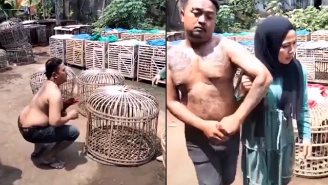 Pria bertato dijemput istrinya. (Foto: @senogimbal/TikTok)
