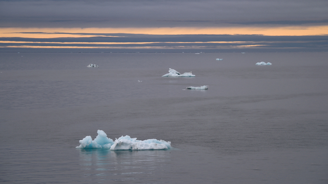 Gunung es terlihat di Samudra Arktik di lepas kepulauan Franz Josef Land pada 16 Agustus 2021. Foto: Ekaterina ANISIMOVA/AFP