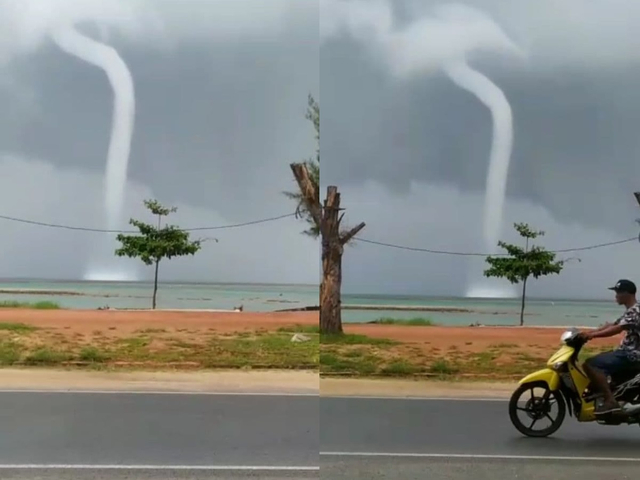 Waterspout di Pantai Ranai. (Foto: Batamnews)