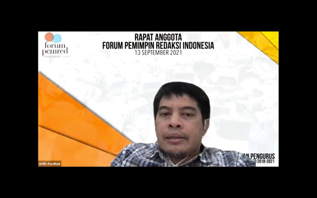 Rapat Anggota Forum Pemimpin Redaksi Indonesia (Forum Pemred) memilih secara aklamasi Arifin Asydhad sebagai Ketua Dewan Pengurus Forum Pemred periode 2021-2024. Foto: Tim kumparan