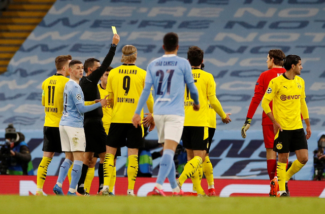 Pertandingan antara Manchester City vs Borussia Dortmund di Stadion Etihad, Manchester, Inggris. Foto: Phil Noble/Reuters