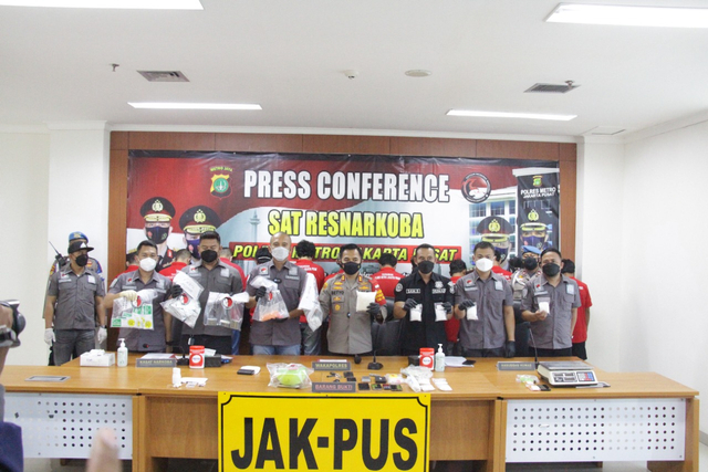 Konpers kasus peredaran narkoba di Mapolres Metro Jakarta Pusat. Foto: Humas Polres Metro Jakarta Pusat
