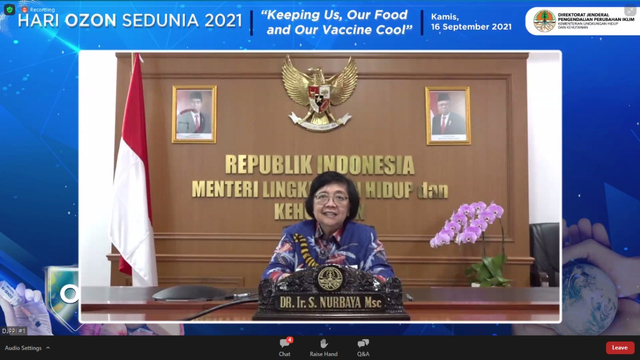 Menteri LHK Siti Nurbaya saat peringatan Hari Ozon Sedunia 2021. Foto: Dok. KLHK