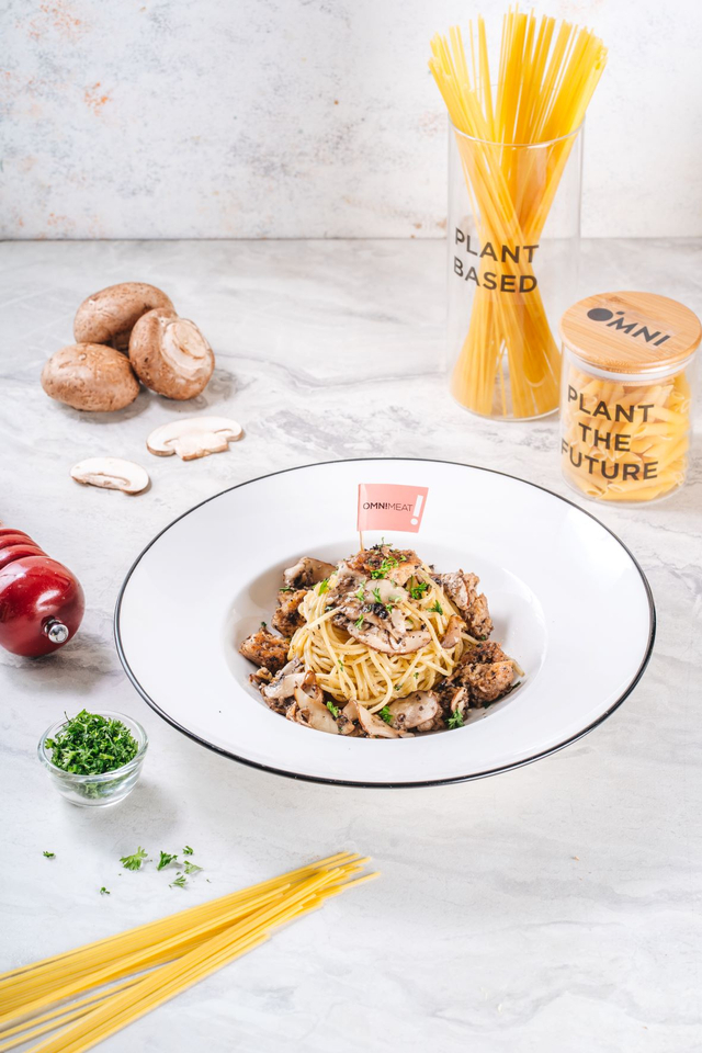 Spaghetti mushroom with OmniMeat Foto: dok.PizzaMarzano
