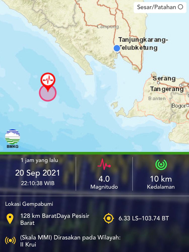 Gempa 4.0 Magnitudo Guncang Pesisir Barat, Lampung (1)
