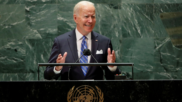 Presiden AS Joe Biden berbicara saat Sidang Majelis Umum PBB di New York City, Amerika Serikat, Selasa (21/9/2021). Foto: Eduardo Munoz/Reuters