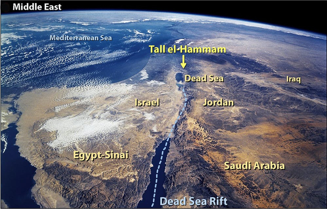 Ilustrasi kota Tall el-Hammam di Yordania. Foto: NASA/CC BY-ND
