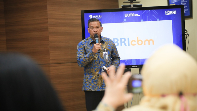 Direktur Hubungan Kelembagaan dan BUMN BRI Agus Noorsanto dalam acara sinergi dengan Peruri Digital Security. Foto: Bank BRI