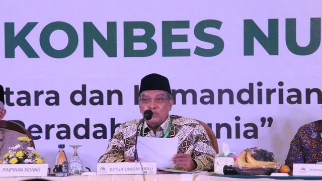 Ketua Umum PBNU KH Said Aqil Siroj saat Pleno Musyawarah Nasional (Munas) Alim Ulama dan Konferensi Besar (Konbes) NU, Sabtu (25/9). Foto: Dok. Nahdlatul Ulama