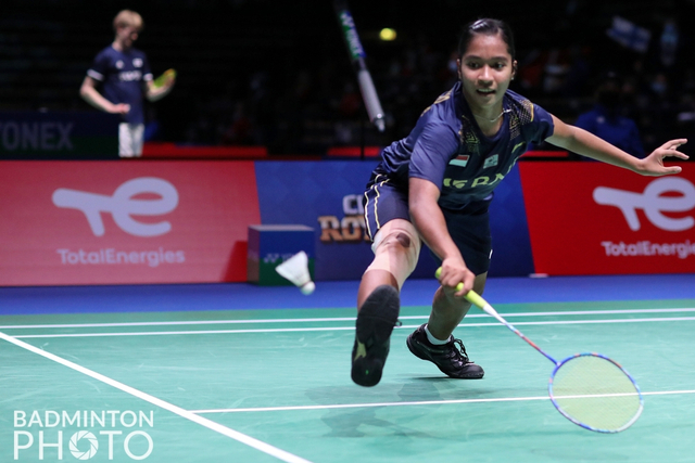 Tunggal putri Indonesia Ester Wardoyo pada pertandingan Piala Sudirman di Energia Areena, Vantaa, Finlandia, Senin (28/9). Foto: Jnanesh Salian/Badmintonphoto/BWF