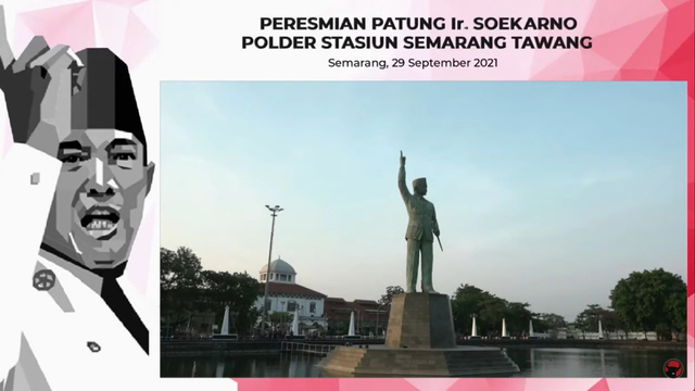 Patung Bung Karno di Polder Stasiun Semarang Tawang. Foto: YouTube/PDI Perjuangan