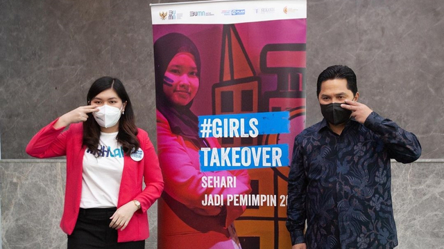 Sharon Florencia, peserta program Girls Takeover Kementerian BUMN yang menjalankan peran Menteri BUMN sehari pada (30/9).
 Foto: Instagram/@kementerianbumn
