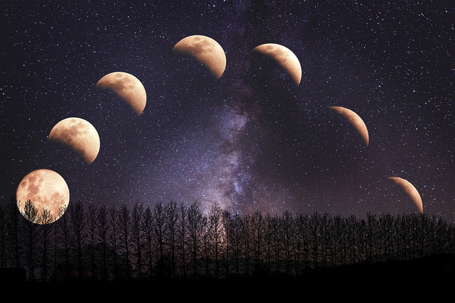 Ilustrasi fase-fase bulan yang dapat dilihat dari bumi. Foto: Pixabay