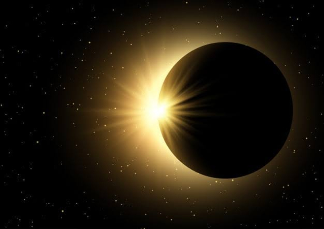Ilustrasi fenomena alam gerhana Matahari. Sumber: Freepik.com