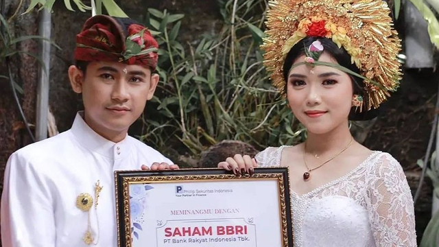 Seorang pria di Bali hadiahi mahar pernikahan 25.000 lembar saham Bank BRI. Foto: Instagram/@idx_bali