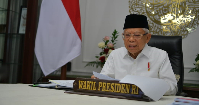 Wakil Presiden Ma'ruf Amin Pimpin Ratas Terkait PPKM Secara Virtual. Foto: Setwapres
