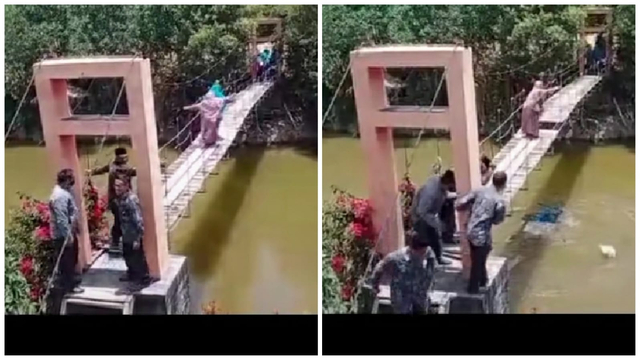 Viral Video Detik-detik Seorang Ibu Jatuh saat Menyeberang di Jembatan Gantung  (397586)