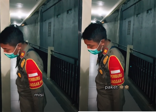 Satpol PP mengetuk pintu kamar hotel. Foto: Tangkapan Layar TikTok @satpolpp_kotabogor