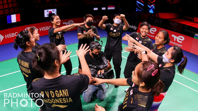 Tim putri Indonesia pada penyisihan grup A Uber Cup 2020 di Ceres Arena, Aarhus, Denmark. Foto: Yohan Nonotte/Badmintonphoto/BWF