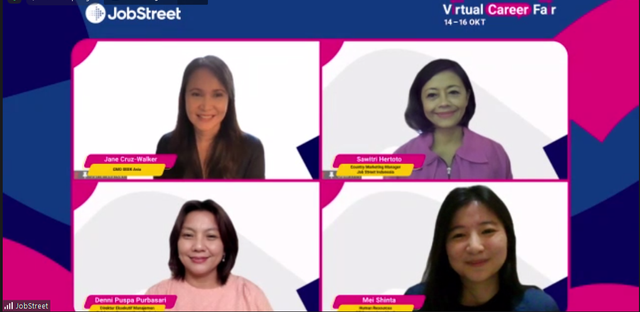 Acara konferensi pers virtual Jobstreet dok Jobstreet