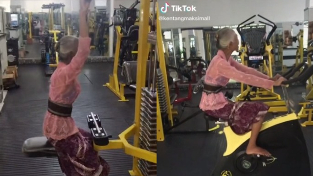Heboh Video Nenek-nenek Nge-Gym Sendirian Pakai Kebaya (203791)