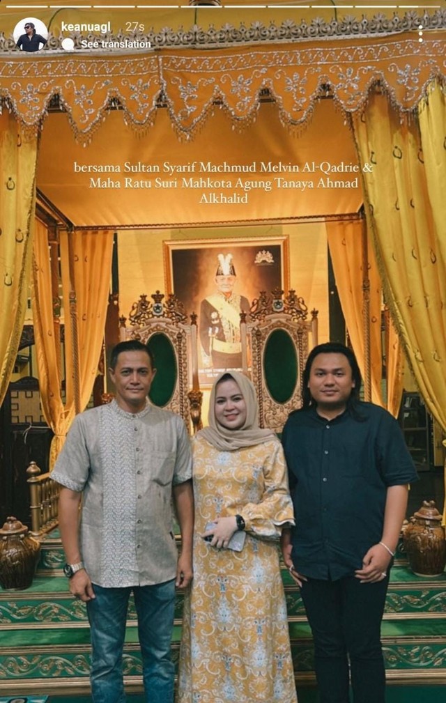 Keanu Agl berkunjung ke rumah Sultan Pontianak. Foto: Instagram @keanuagl