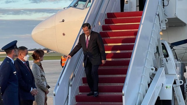 PM Kamboja Hu Sen saat tiba di Amerika Serikat. Foto: Dok. Istimewa