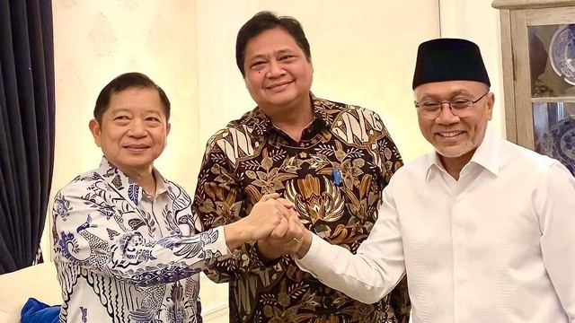 Pertemuan Airlangga, Zulkifli Hasan, Suharso Monoarfa. Foto: Dok. DPP PAN
