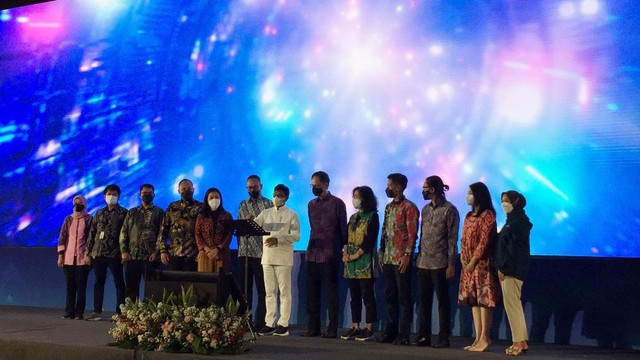 Menkominfo Jhony G Plate di acara Peluncuran 'UMKM Go Online' di Grand Hyatt, Jakarta, Jumat (13/5/2022). Foto: Rafyq Panjaitan/kumparan