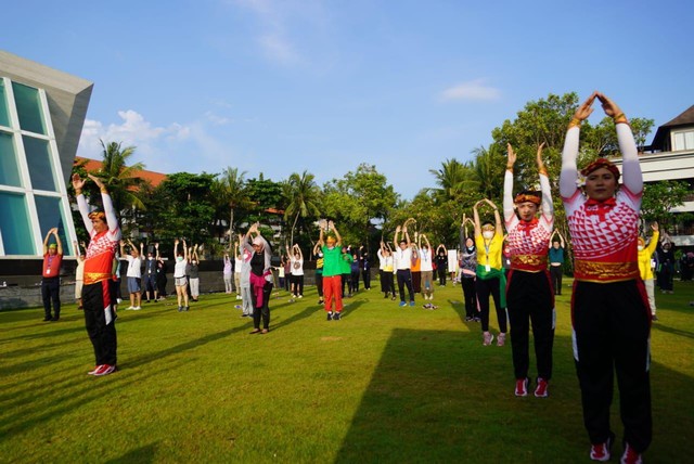 Peluncuran senam Sat Kerthi atau ASEAN Fun Aerobic Dance (AFAD) di Hotel Conrad, Tanjung Benoa, Nusa Dua, Bali,  Jumat (13/5/) - IST