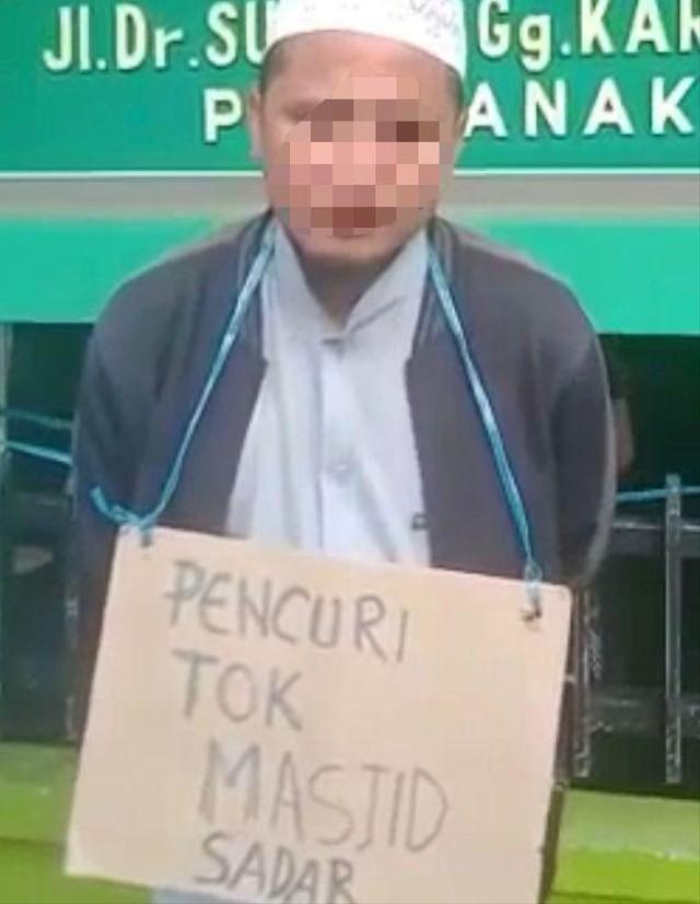 Pelaku pencurian kotak amal masjid Sadar di Pontianak. Foto: Dok Hi!Pontianak