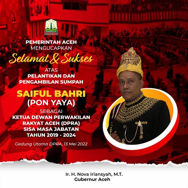 Mantan Kombatan GAM Saiful Bahri Dilantik Sebagai Ketua DPR Aceh (17983)