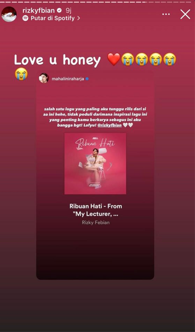Rizky Febian Rilis Lagu Ribuan Hati, Dapat Ucapan Romantis dari Mahalini (103517)
