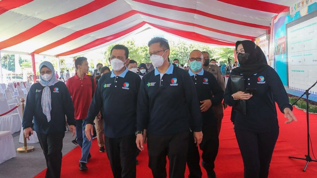 Menteri Kesehatan, Budi Gunadi Sadikin hadir pencanangan BIAN 2022 di Tanjungpinang, Rabu (18/5). Foto: Ismail/kepripedia.com.