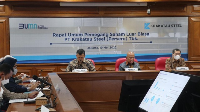 RUPSLB PT Krakatau Steel (Persero) Tbk (KRAS) sepakati penambahan saham perseroan menjadi 50 persen di PT Krakatau Posco (PTKP), Kamis (19/5/2022). Foto:  Krakatau Steel