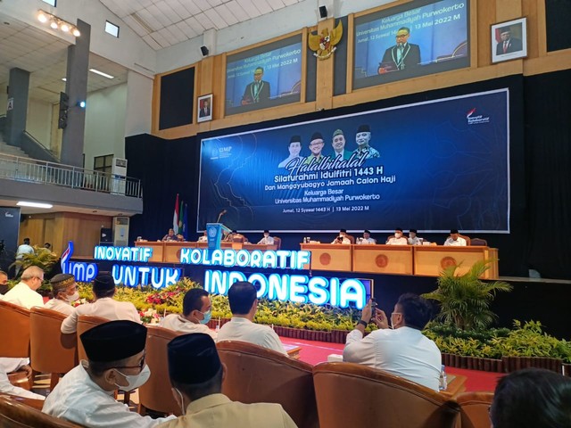 Suasana acara Halal Bihalal dan Mangayubagyo Jamaah Haji UMP Purwokerto/Photo by : Dokpri