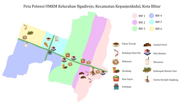 Gambar Peta Potensi UMKM Kelurahan Ngadirejo. Sumber : Data Olahan Kelompok KKN-T 134