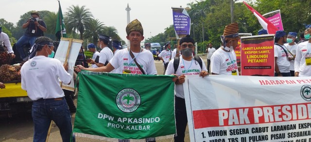 Ketua Apkasindo Sekadau, Sunardi, mengikuti aksi demonstrasi petani sawit di Jakarta. Foto: Dok. Pribadi