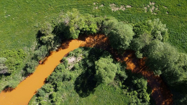 Sungai Slana yang tercemar oleh air yang mengandung zat besi tingkat tinggi dari tambang bijih besi mengalir di dekat Nizna Slana, Slovakia, Rabu (18/5/2022). Foto: Marton Monus/REUTERS