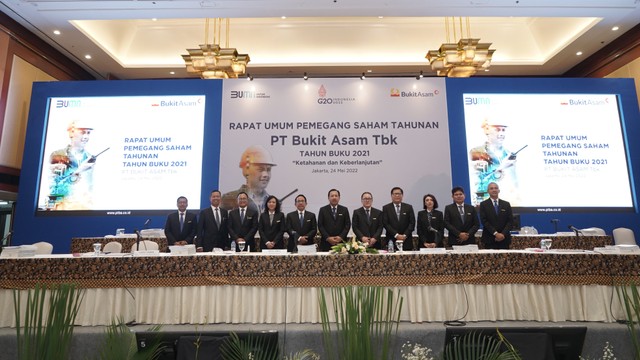 PT Bukit Asam Tbk (PTBA) menyelenggarakan Rapat Umum Pemegang Saham Tahunan Tahun Buku 2021. Foto: Dok. PTBA