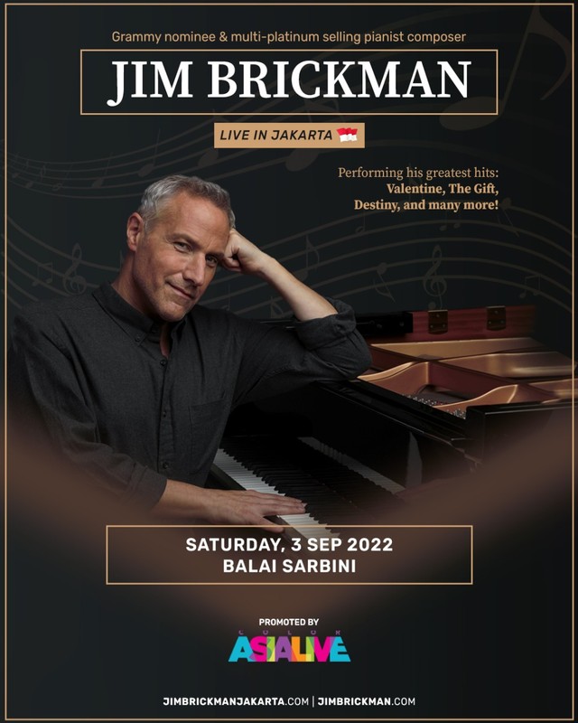 Jim Brickman siap konser di Indonesia September 2022. Foto: Dok. Istimewa