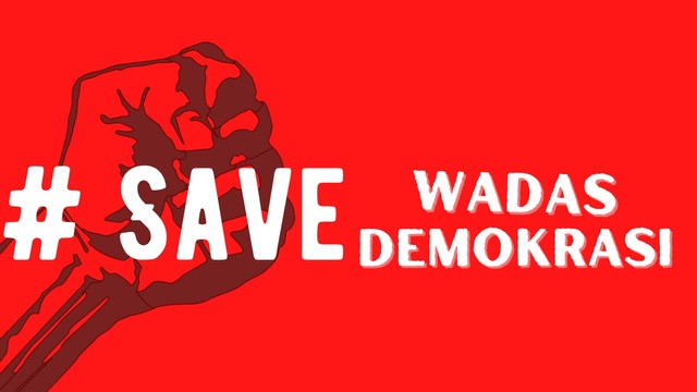 Ilustrasi tagar save Wadas dan demokrasi. Sumber: karya pribadi.