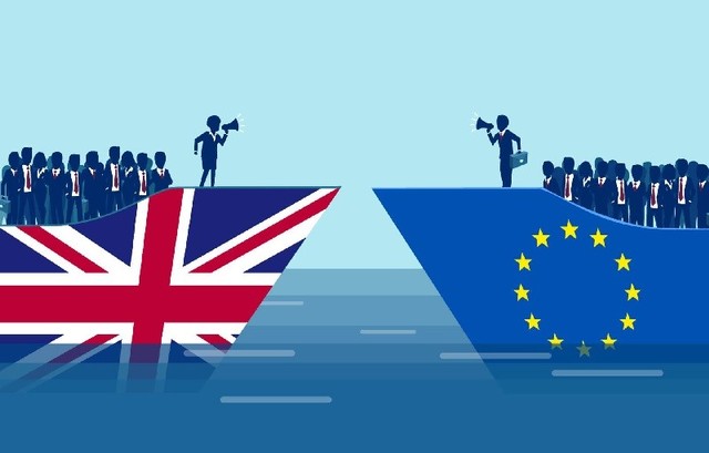 Ilustrasi Keluarnya Ingris dari Keanggotaan Uni Eropa. Sumber: https://www.shutterstock.com/id/image-vector/brexit-negotiations-crowd-manipulation-concept-vector-1311025424