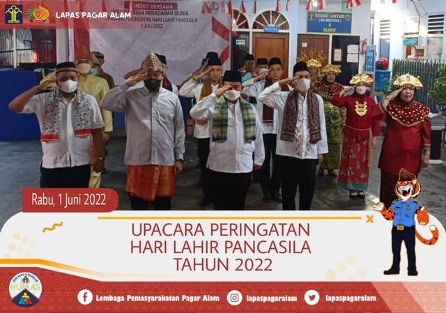 Memperingati Hari Lahir Pancasila, Lapas Pagar Alam Ikuti Upacara Secara Virtual