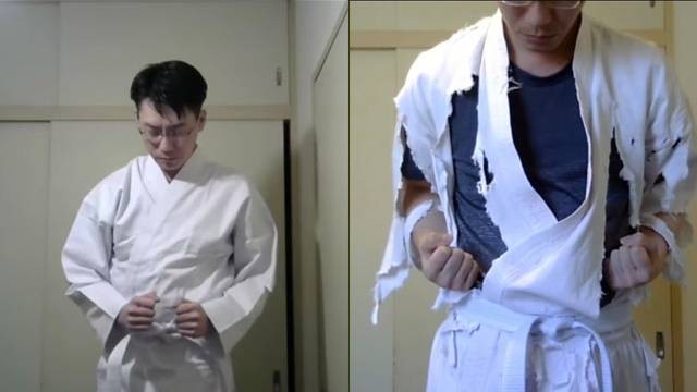 Pukulan karate sambil menunggu Hunter x Hunter lanjut. (Foto: Tarue Totsugeki/YouTube)