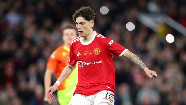 Alejandro Garnacho dari Manchester United saat Final FA Youth Cup antara Manchester United dan Nottingham Forest di Old Trafford di Manchester, Inggris pada 11 Mei 2022. Foto: Alex Livesey/Getty Images