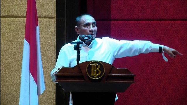 Gubernur Sumatera Utara Edy Rahmayadi saat jadi pembicara kunci di acara Sumatranomics, Senin (6/6/2022). Foto: YouTube/BI Sumut