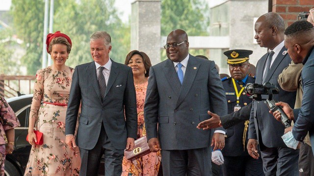 Raja Belgia Philippe dan Ratu Belgia Mathilde melakukan kunjungan ke Kinshasa, Republik Demokratik Kongo. Foto: Arsene Mpiana / AFP